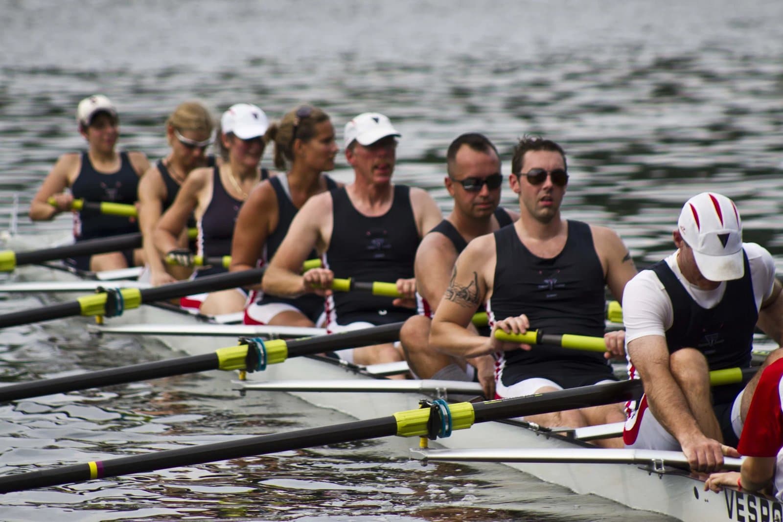 A Masters eight at the 2012 Quaker City Masters Regatta