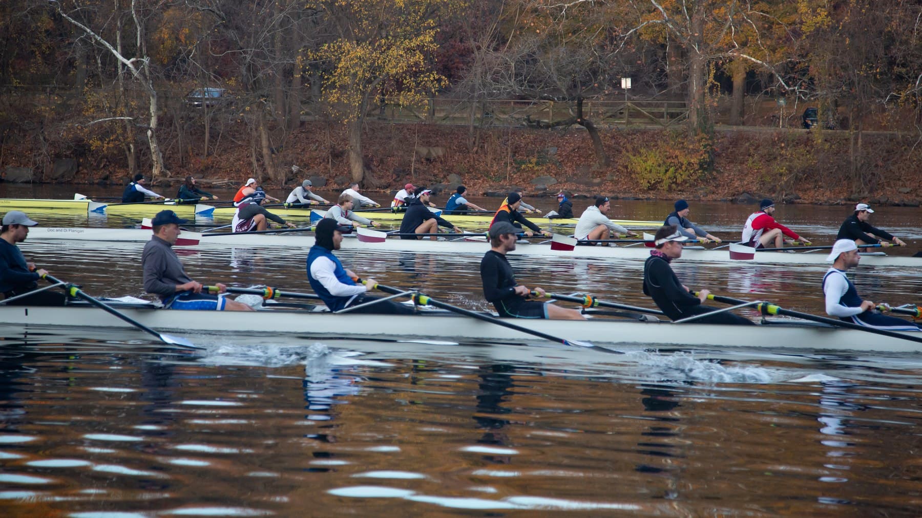 Two Fairmount eights side by side in front of fall trees